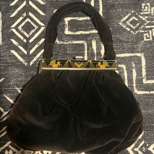 Vintage-Inspired Black Velvet Clutch
